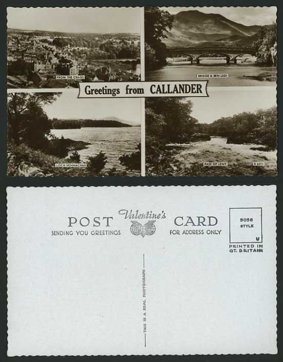 CALLANDER Old B/W Multiview Postcard Ben Ledi Pass Leny