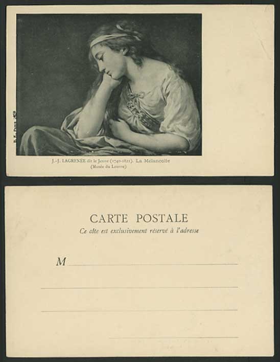 France Old UB B/W Postcard LOUVRE MUSEUM J.-J. Lagrenee
