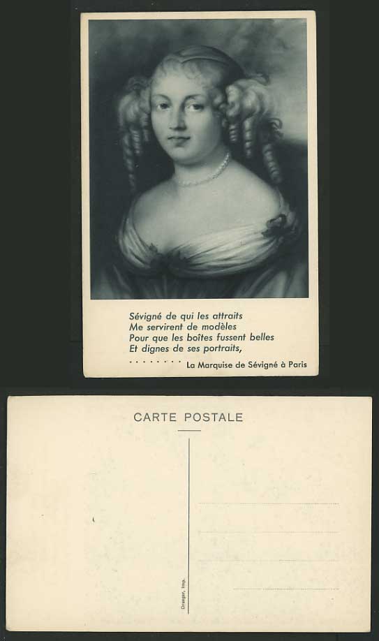 Artist Drawn Old B/W Postcard PRETTY WOMAN France Paris