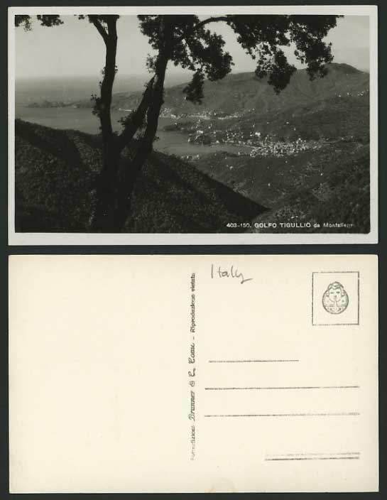 Italy Old B/W RP Postcard Golfo Tigullio da Montaliegro