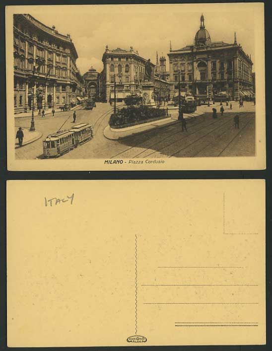 Italy Old Postcard MILAN Piazza Cordusio TRAMWAY / TRAM