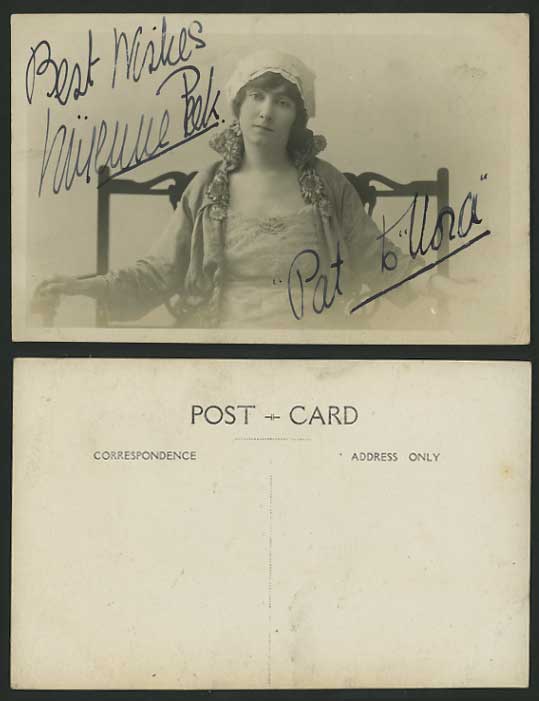 Signed / Actress in Costume Old B/W Real Photo Postcard