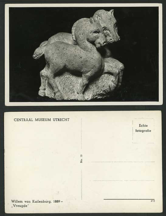 Netherlands Old RP Postcard MUSEUM UTRECHT Horse Statue
