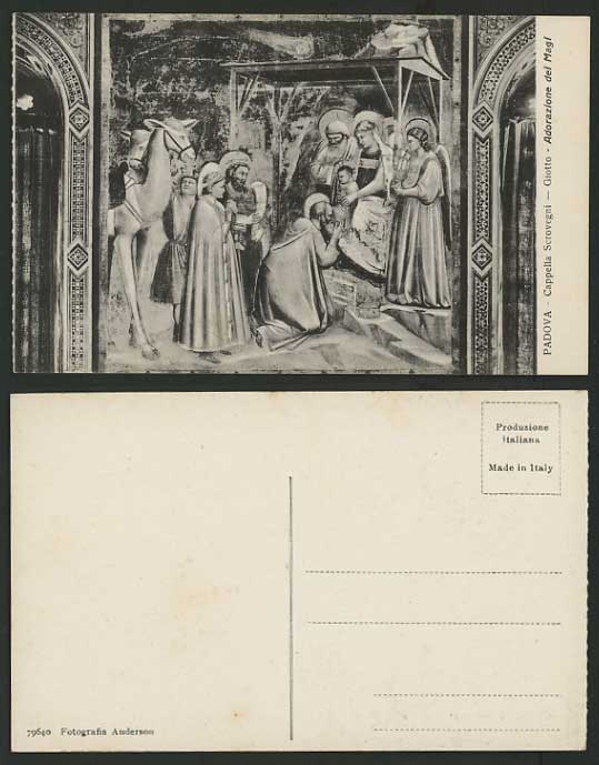 Religious Old Postcard Cappella Scrovegni Giotto Donkey Adorazione dei Magi