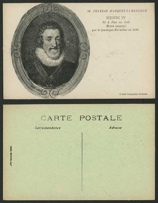HENRY IV France ROYALTY Old L.L. 20 Postcard Portrait