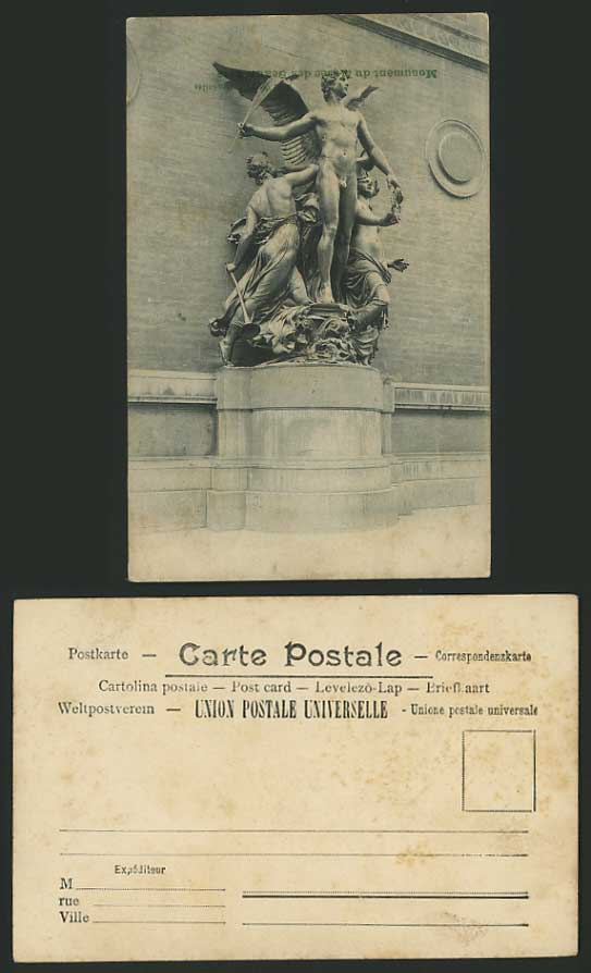 Monument du Musee des Beaux Arts Sculpture Old Postcard Belgium Brussels