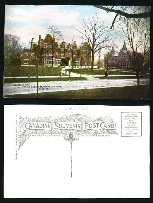 Canada Old Postcard Women's Residence Victoria College