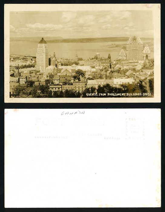 Canada Old RP Postcard QUEBEC from Parliament Buildings