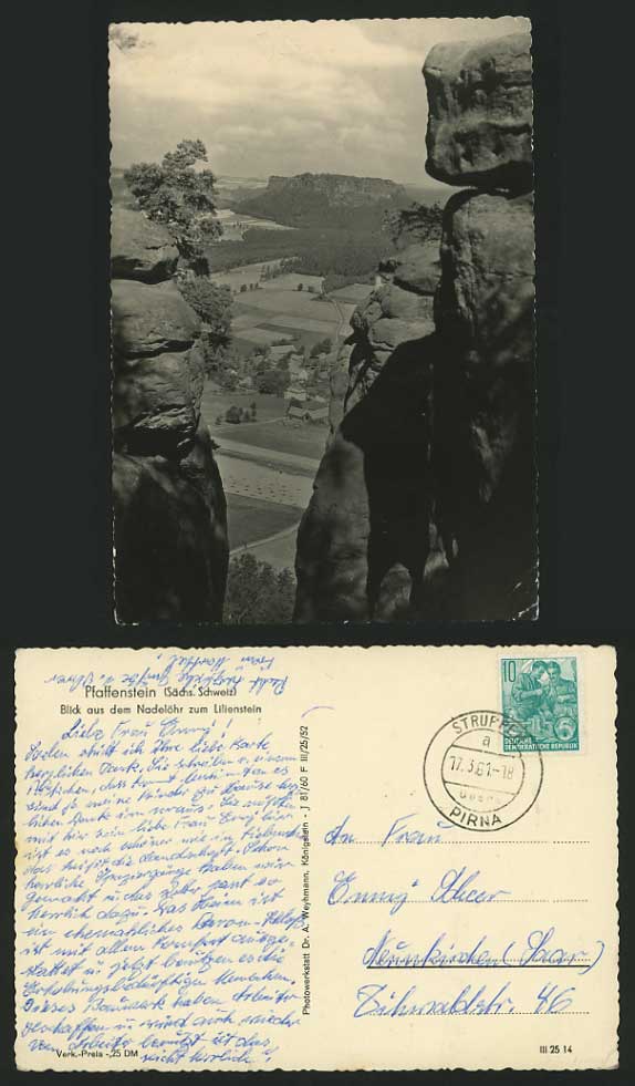 Germany 1961 RP Postcard SAXON SWITZERLAND Pfaffenstein