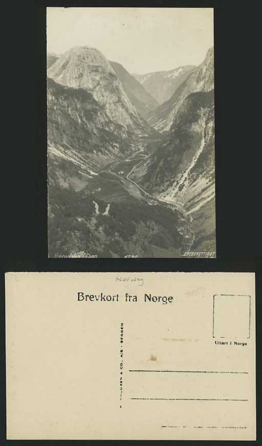 Norway Old B/W Postcard MOUTAIN ROAD Noerodalen i Sogn