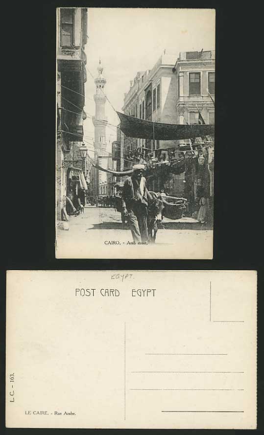 Egypt Old B/W Postcard CAIRO Ethnic Arab Street Scene