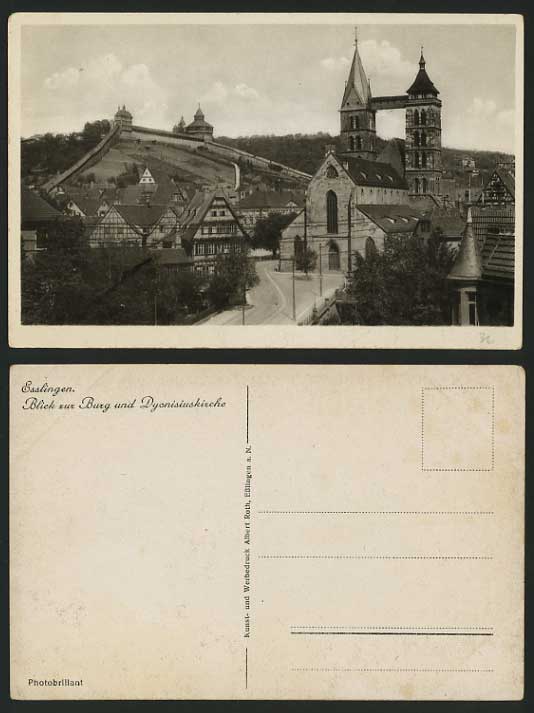Germany Old Photo Postcard - ESSLINGEN Church & Castle