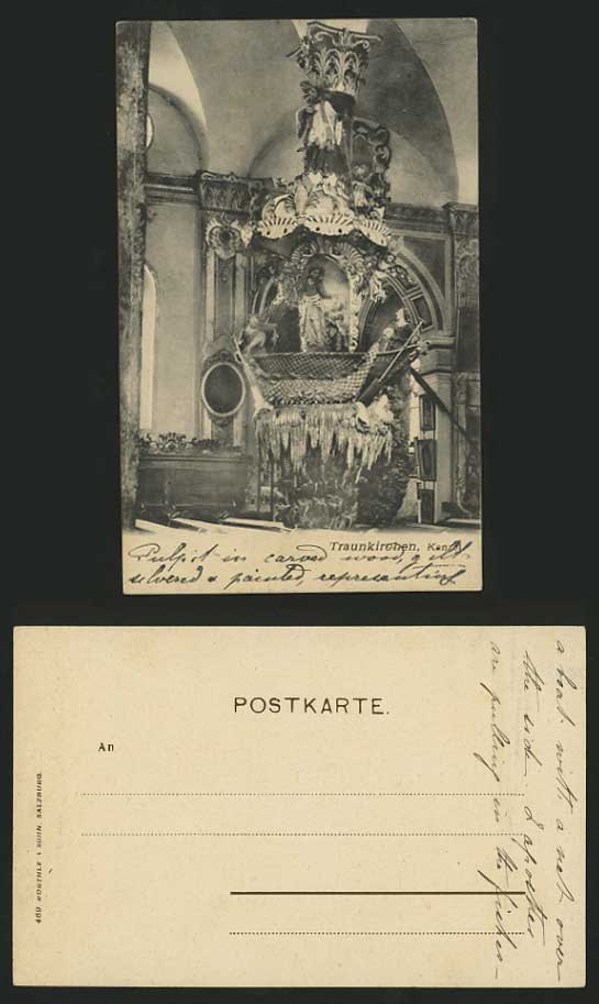 Austria Old Undivided Back Postcard TRAUNKIRCHEN Kanzel
