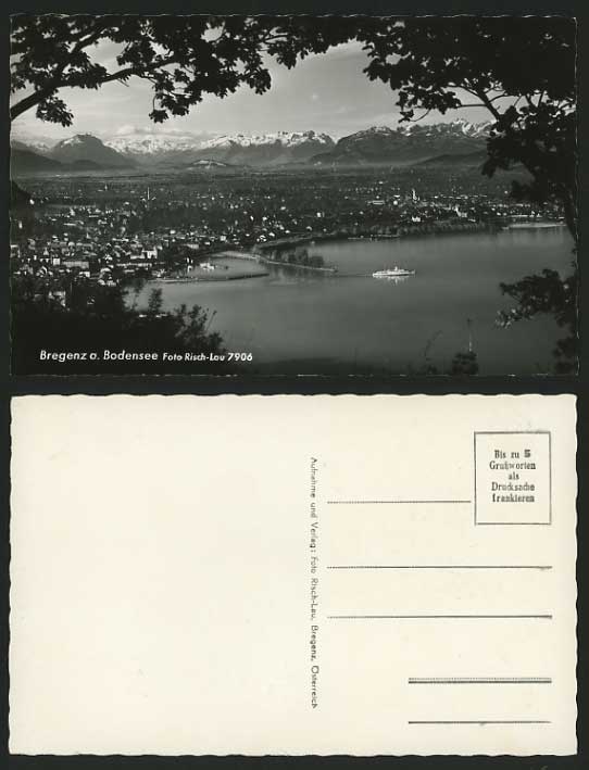 Austria Old Photo Postcard BREGENZ Bodensee Lake & Ship