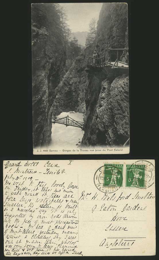 France Haute-Savoie 1909 Postcard SERVOZ Gorge - Bridge