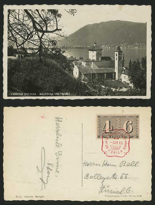 Italy 1943 Postcard MADONNA DEI GUIRLI Lake & Mountain