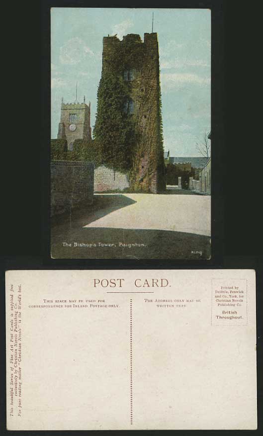 Devon Old Postcard PAIGNTON The Bishop's Tower / Clock