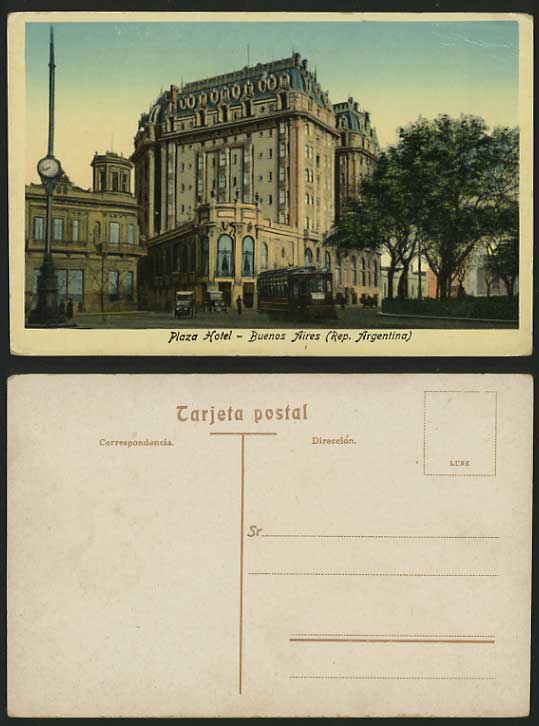 ARGENTINA Rep. Old Colour Postcard The Plaza Hotel CARS