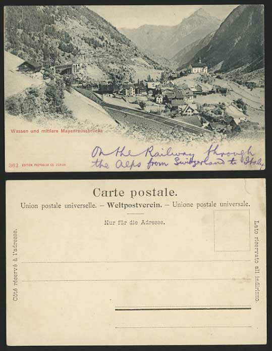 Switzerland c1900 Old Postcard WASSEN Mayenreussbruecke