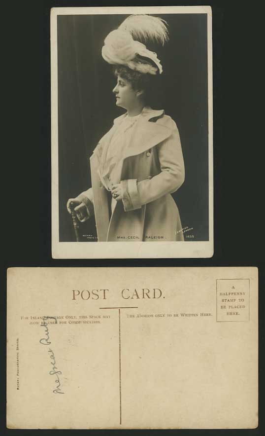 Actress MRS. CECIL RALEIGH Old B/W Real Photo Postcard
