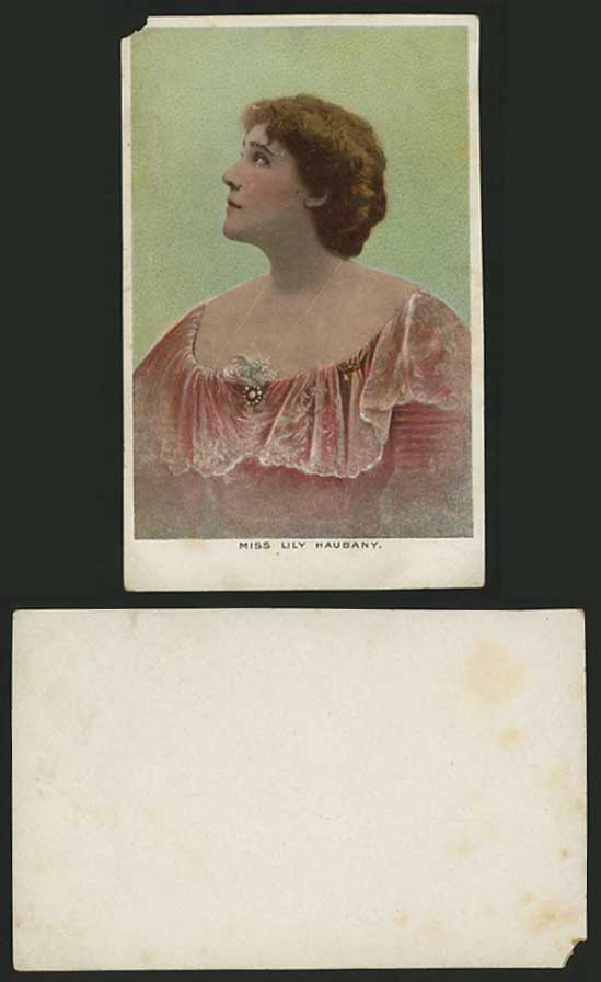 Actress MISS LILY HAUBANY Old Coloured Post Card