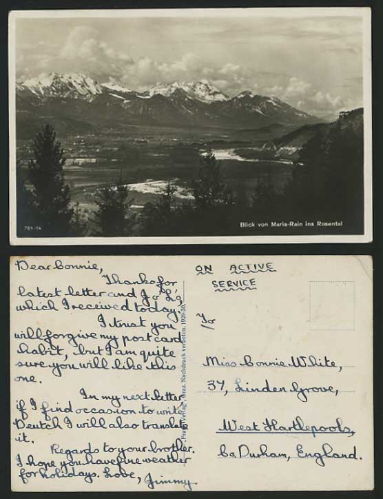 Austria OAS Old Real Photo Postcard MARIA-RAIN Rosental