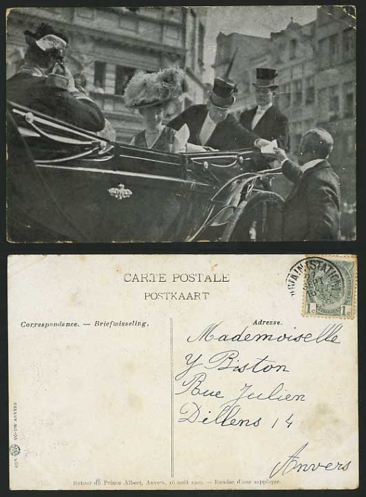 BELGIUM Royalty 1909 Old Postcard PRINCE ALBERT RETURN