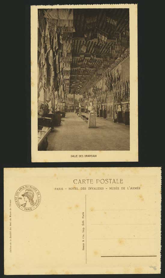 France Military Old Postcard - HALL OF FLAGS Sculpture