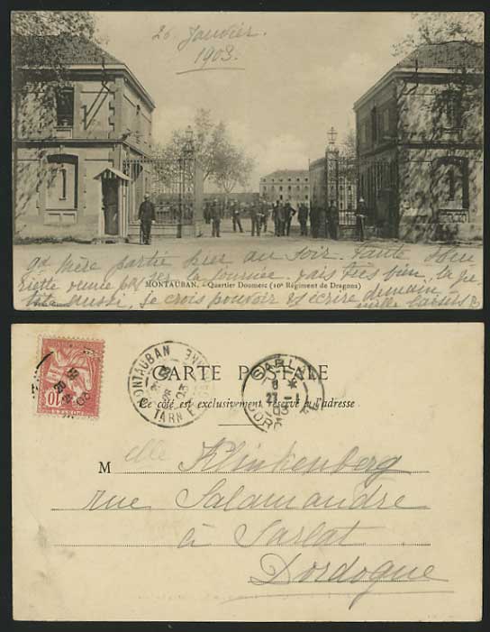Military 1903 Postcard MONTAUBAN 10e Regiment - Dragons