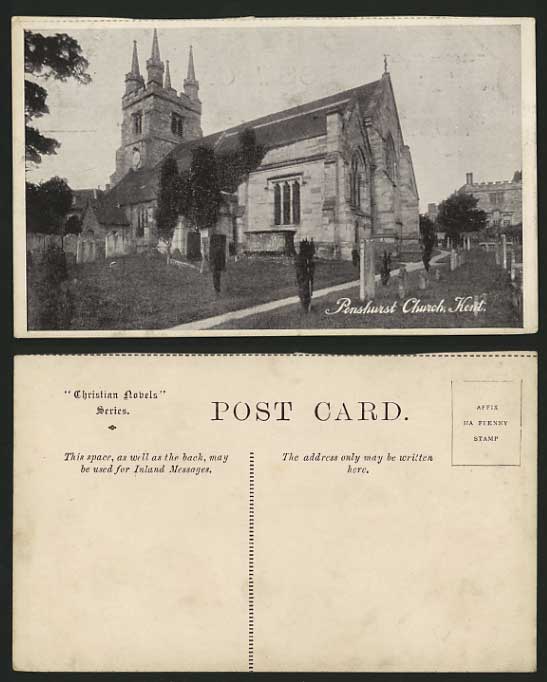 Kent Old B/W Postcard PENSHURST CHURCH Graveyard Tombs