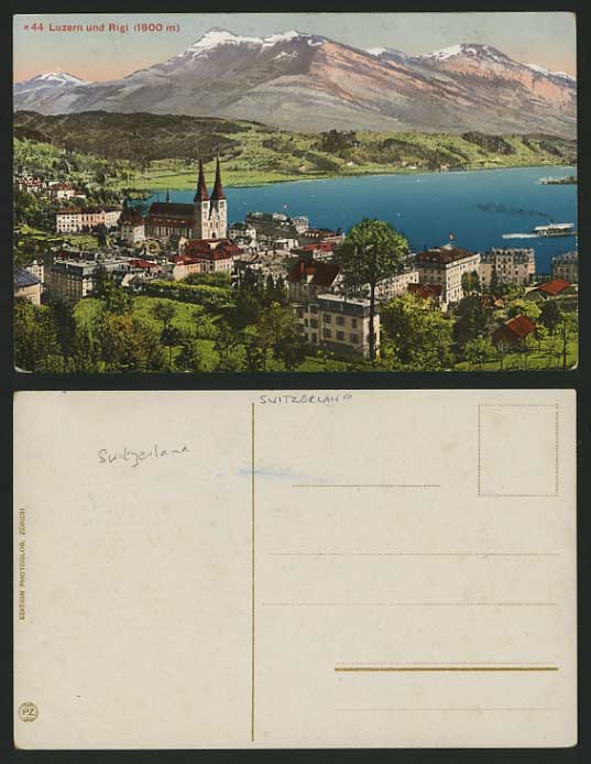 Swiss Old Colour Postcard LUCERNE Rigi, Lake, Mountains