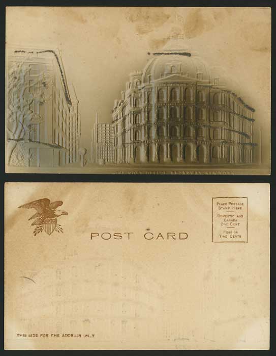 USA Old Embossed Postcard NEW YORK Post Office Broadway