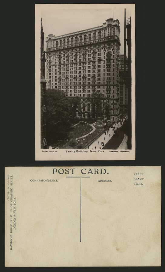 USA Old Real Photo Postcard - NEW YORK Trinity Building