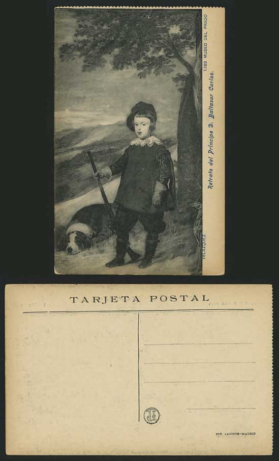 VELAZQUEZ D. Baltasar Carlos & DOG - Spain Old Postcard