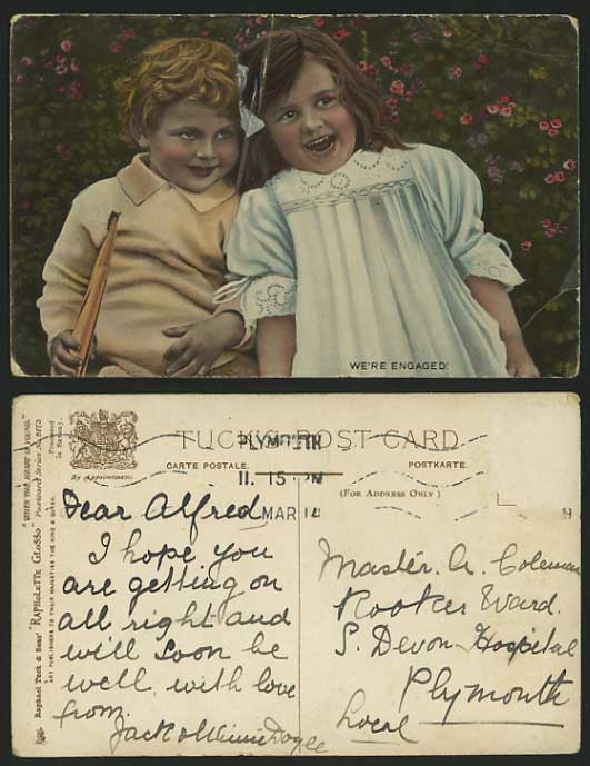 Children 1914 Tuck's Postcard Boy & Girl We're Engaged