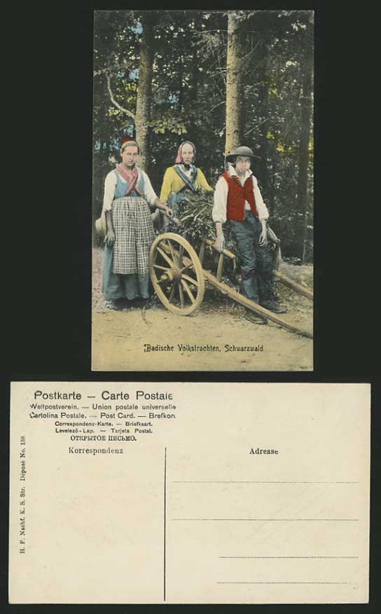 Germany Old ETHNIC Postcard BLACK FOREST Volkstrachten