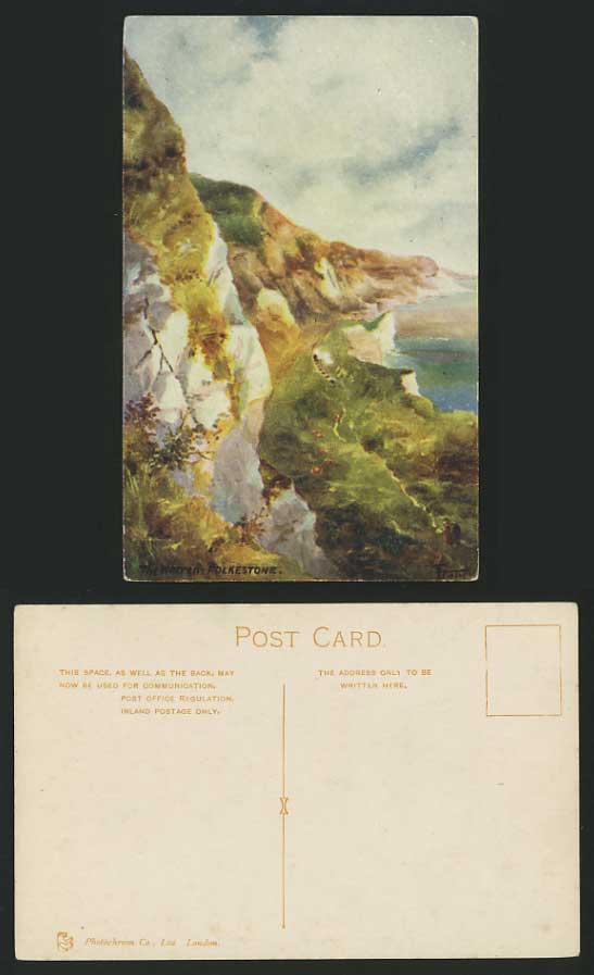 FOLKESTONE Old Artist Drawn Postcard The Warren Cliffs