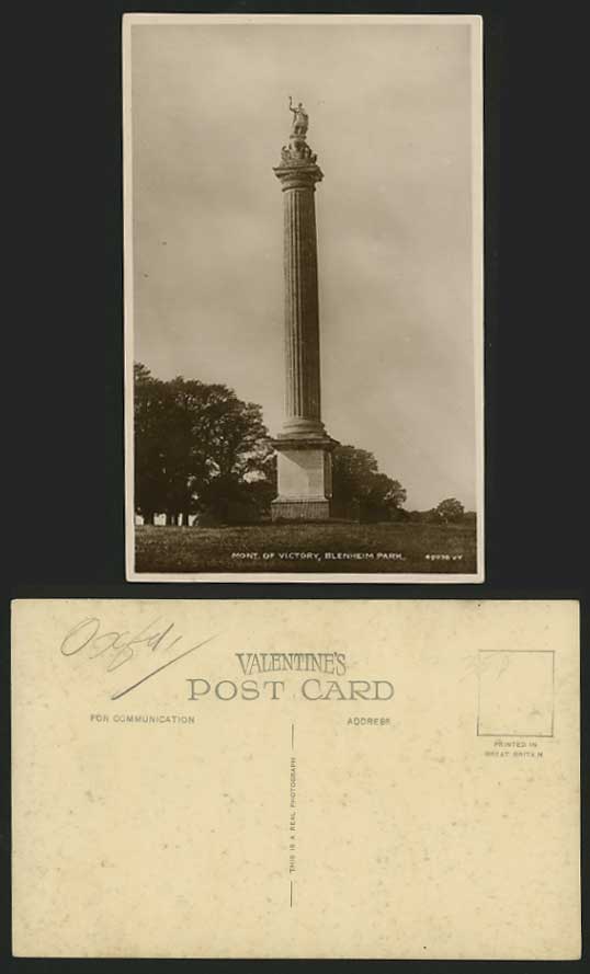 BLENHEIM PARK Old R.P. Postcard Mont of Victory Statue