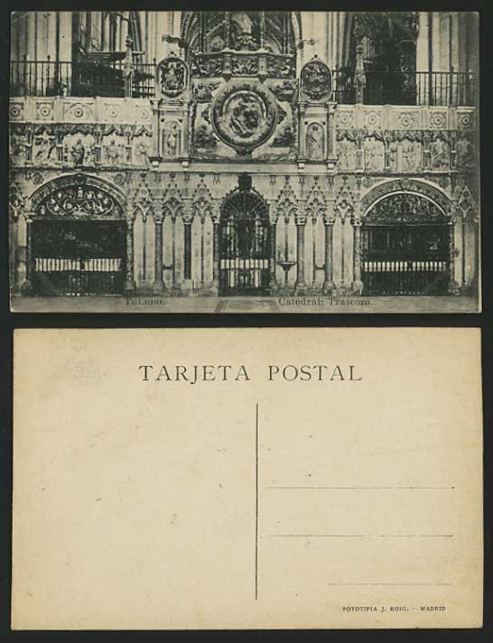 Spain Old B/W Postcard - TOLEDO - Catedral Trascoro