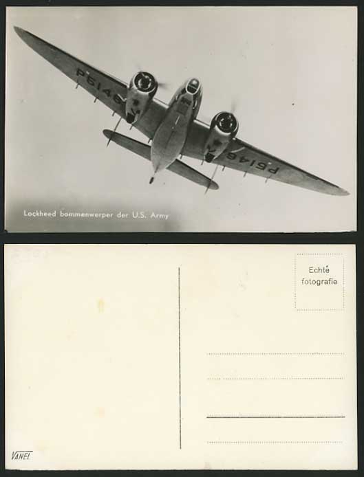 US ARMY LOCKHEED AIRPLANE Bommenwerper Old RP Postcard