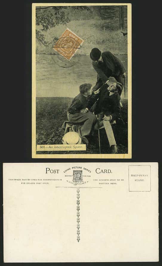 ICELAND 3a 1906 Romance Postcard - AN INTERRUPTED SPOON