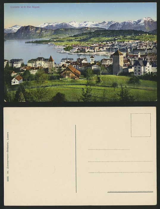 Switzerland Old Color Postcard LUCERNE & Alpen Panorama