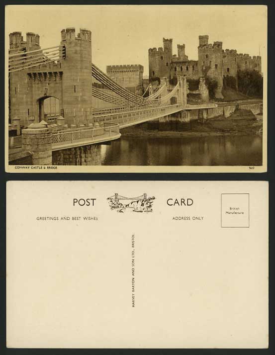 Caernarfonshire Old B/W Postcard CONWY CASTLE Bridge