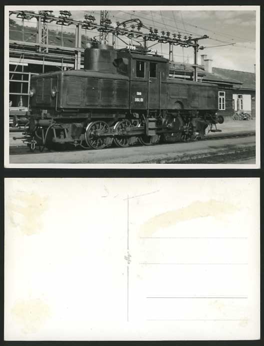 TRAIN at Railway Station Old B/W Photo Postcard BICYCLE