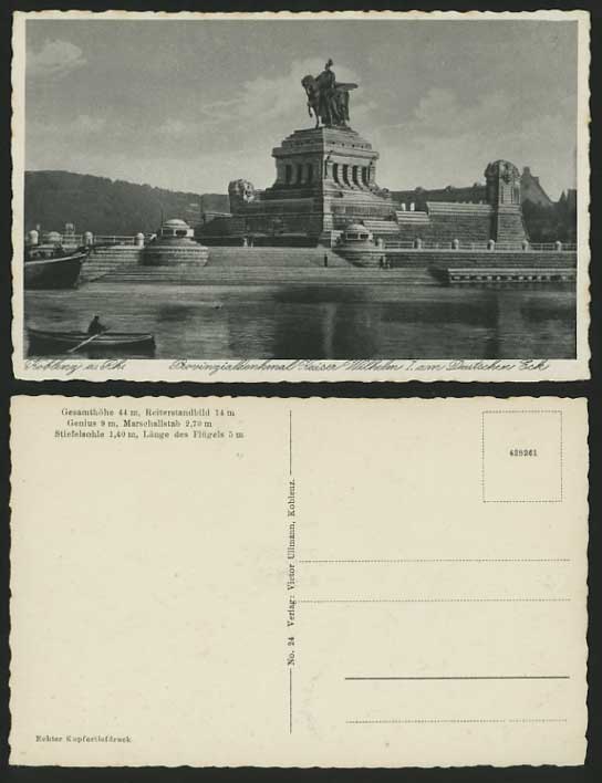 Koblenz Old Postcard DEUTSCHES ECK Memorial Wilhelm I.