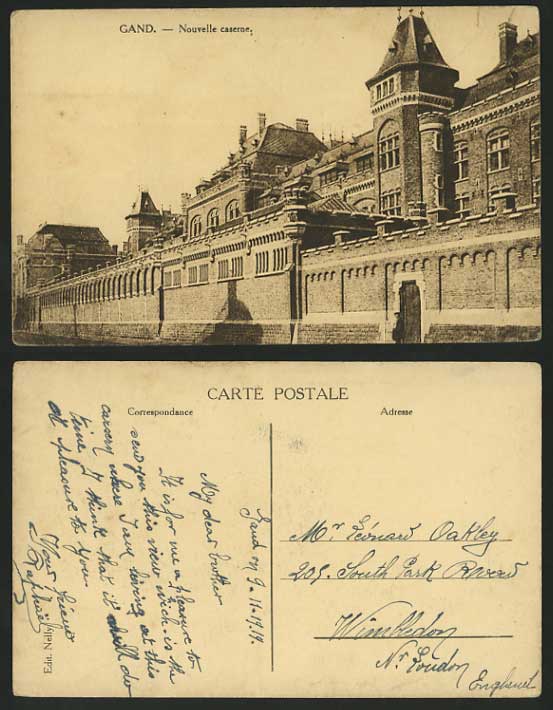 GAND 1919 Old Postcard GHENT Nouvelle Caserne Barracks