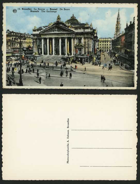 Belgium Old Colour Postcard BRUSSELS Stock Exchange Car
