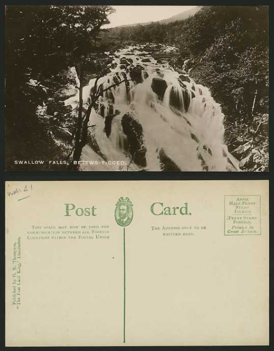 Wales Old Postcard BETWS-Y-COED Waterfall Swallow Falls
