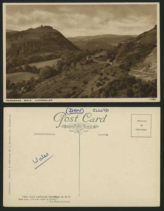 Wales Old Postcard LLANGOLLEN - Panorama Walk Mountains