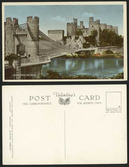 Wales Old Colour Postcard CONWAY CASTLE Bridge & River